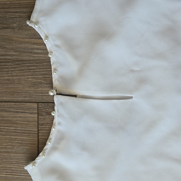 Karl Lagerfeld Pearl Collar Sleeveless Blouse - Picture 8 of 8